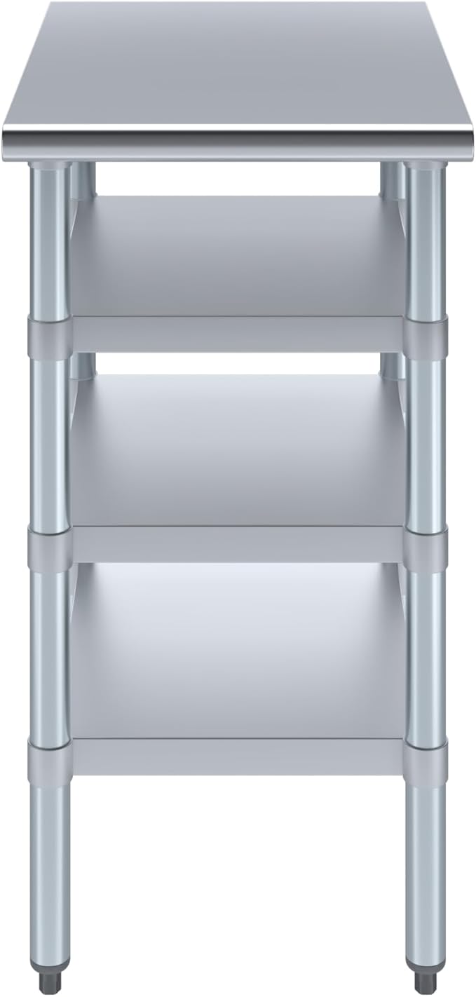 24 in. x 18 in. Stainless Steel Work Table with Three Bottom Shelves | NSF Kitchen Prep Table | Utitly Metal Table