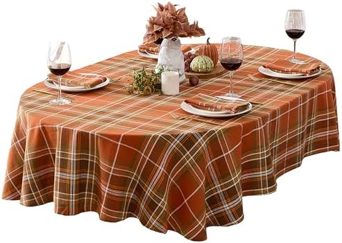 Thanksgiving Culloden Plaid 60 x 84 Inch Oval 100% Cotton Tablecloth