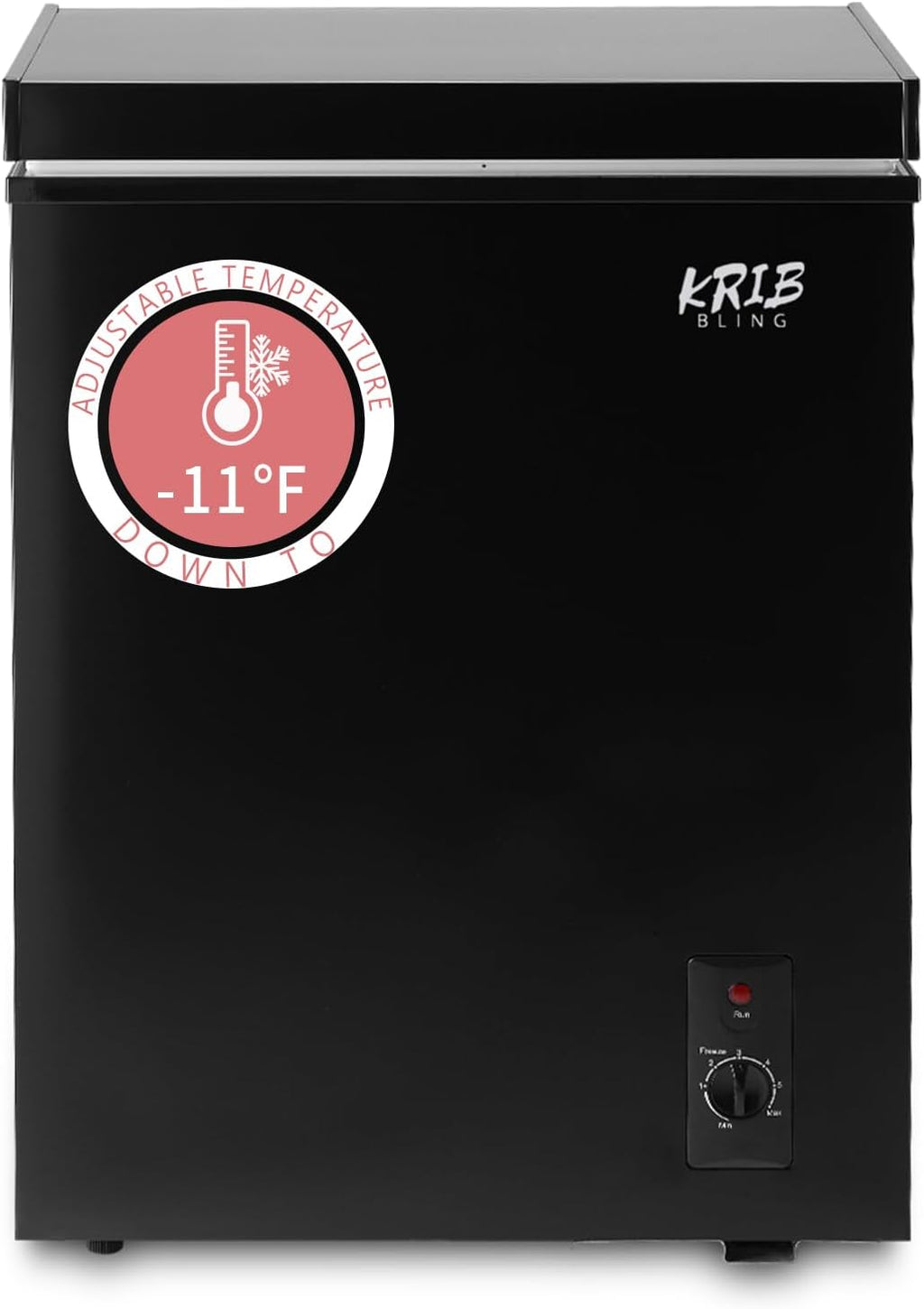 3.5 Cu.Ft Compact Chest Freezer with Removable Basket, Top Door Open Freestanding Deep Freezer with 7 Gears Temperature Adjustment, Ideal for Home, Kitchen & Office, Black