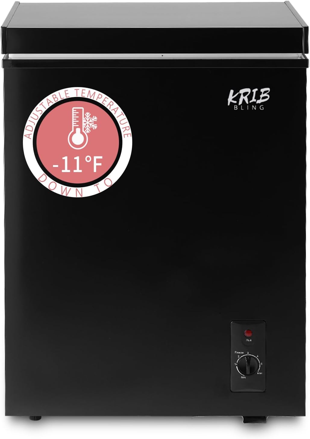3.5 Cu.Ft Compact Chest Freezer with Removable Basket, Top Door Open Freestanding Deep Freezer with 7 Gears Temperature Adjustment, Ideal for Home, Kitchen & Office, Black