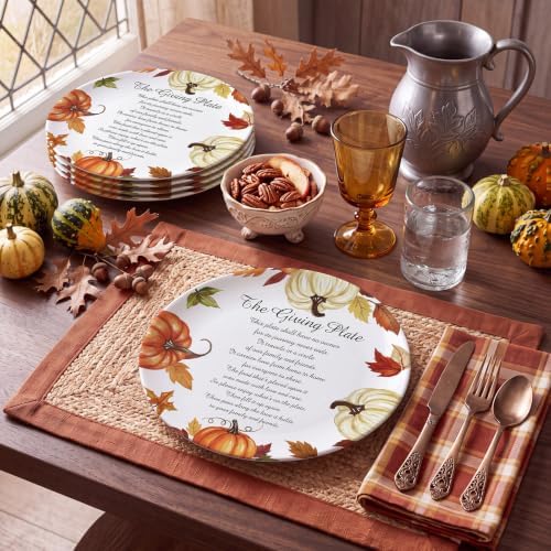 Sliner 4 Pcs Melamine Thanksgiving Pumpkin Plates Fall Dinnerware 10 Inch