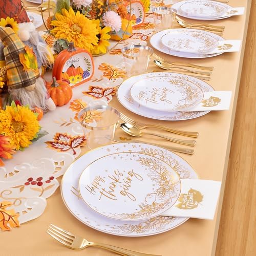 Hioasis 175pcs Thanksgiving Plastic Plates 10.25"