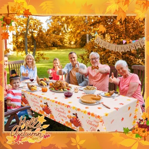 Preboun 30 Pcs Fall Thanksgiving Tablecloth Disposable 54 x 108 in, Turkey