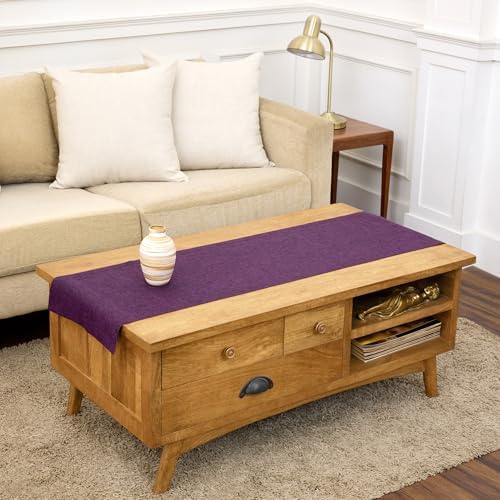Solino Home 100% Pure Linen Table Runner Grape Woven, Athena 14 x 60 in
