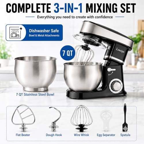 Household Stand Mixer, 7QT Kitchen Electric Mixer for Home Baking