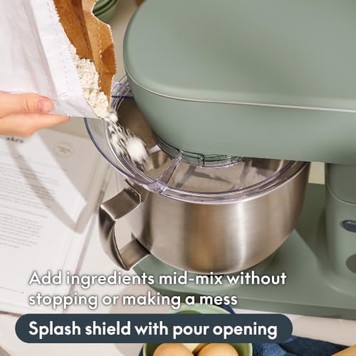 bella STIR 5.3Qt Tilt-Head Stand Mixer, 12-Speed Countertop Mixer, Aloe