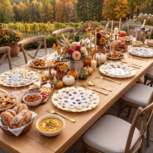 32pcs Thanksgiving Plastic Plates Heavy Duty