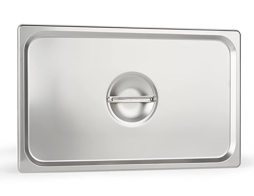 CURTA 6-Pack Full Size Steam Table Pan Covers with Handle, NSF Certified 18/8 Stainless Steel Hotel Pan Lids for Catering, Buffet, Restaurant, Commercial Kitchen, Dishwasher Safe