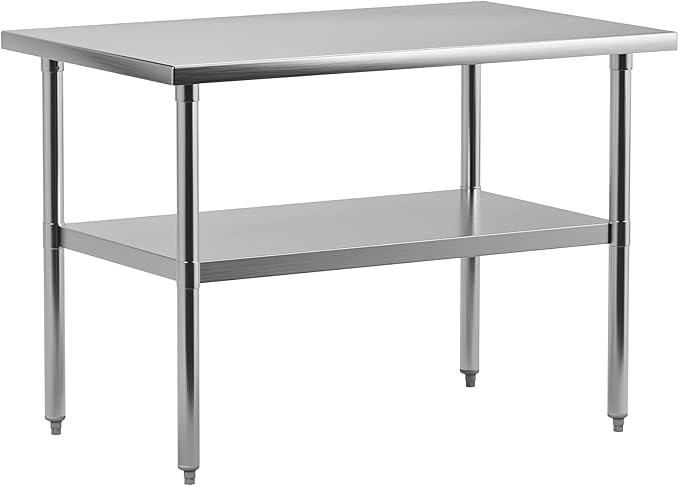 24" x 36" Stainless Steel Work Table NSF Certified Heavy Duty Commercial Kitchen Prep Table with Undershelf for Home, Restaurant, Hotel, Silver