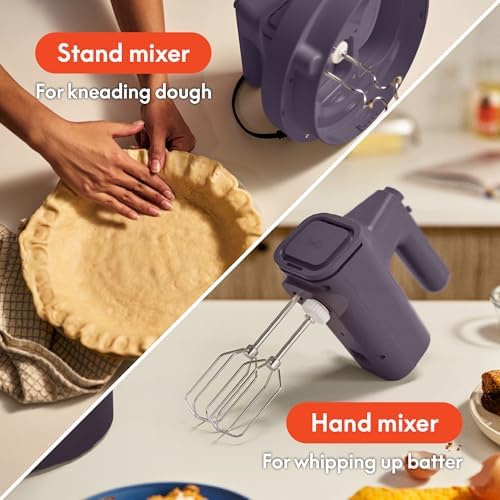 bella 3.5 Qt Hand & Stand Mixer, 2 in 1 Electric Mixer with Bowl, Plum