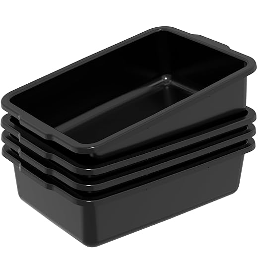 35 L Black Plastic Large Bus Box, Plastic Commercial Bus Tub, 4 Packs