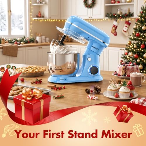CEBORY Stand Mixer, 4QT 10+P-Speed Electric Kitchen Mixer with Bowl