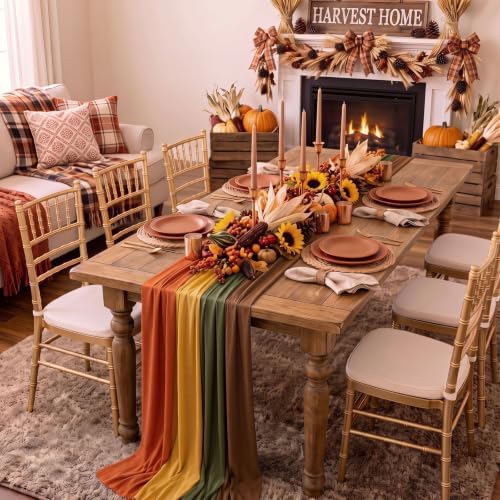 12 Pcs Thanksgiving Fall Party Decorations Boho Table Runner