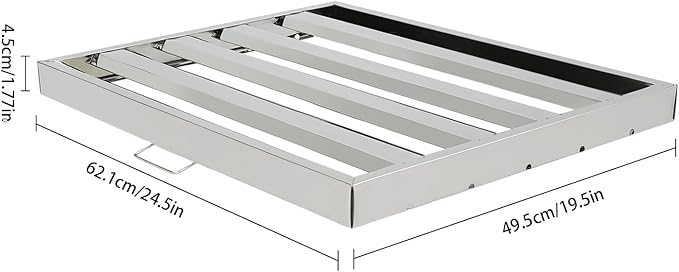 Range Hood Filter, 6Pcs Stainless Steel Exhaust Range Hood Filter, 19.5"W x 24.5"H Commercial 4 Grooves Stove Hood Vent Filter Replacement for Home Kitchen Restaurants Silver