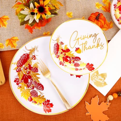 Hioasis 175pcs Thanksgiving Plastic Plates