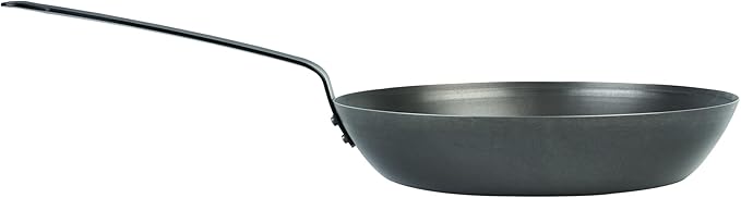 Met Lux 12 Inch Fry Pan, 1 Lightweight Frying Pan - Induction-Ready, Triple-Riveted, Black Carbon Steel Cooking Skillet, Durable, For Searing, Sauteing, And Browning Food - Restaurantware