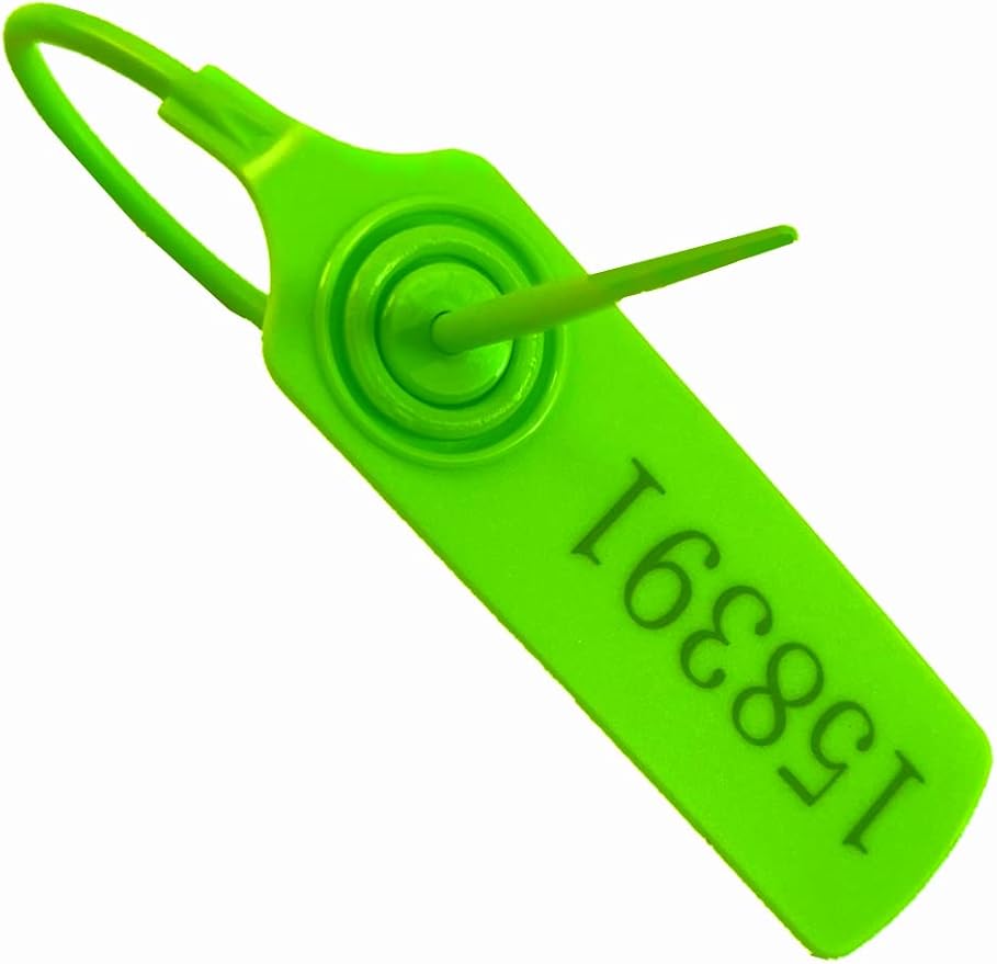 Pull-tite Security Seal Tamper Resistant Tags Plastic Padlock Sign Ties Numbered Green 100 Pieces
