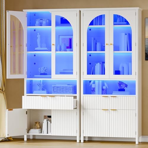 DWVO 72" Tall Kitchen Pantry Cabinet with LED Light