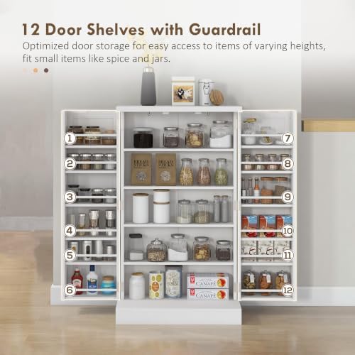 HOMCOM 41" Kitchen Pantry Storage Cabinet, Freestanding, Painted White