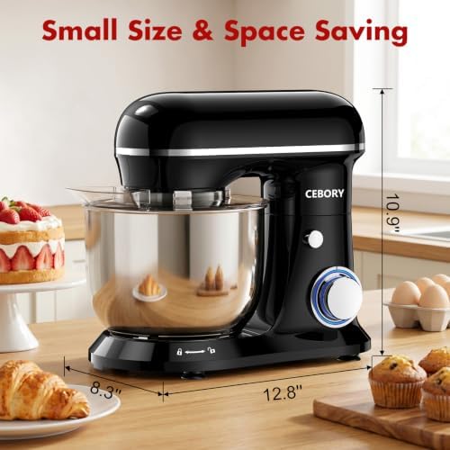 CEBORY Stand Mixer, 4QT 10+P-Speed Electric Kitchen Mixer with Bowl