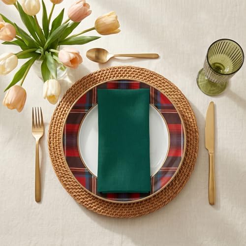 Solino Home 100% Pure Linen Napkins Rainforest, Fete 20 x 20 in, Set of 4