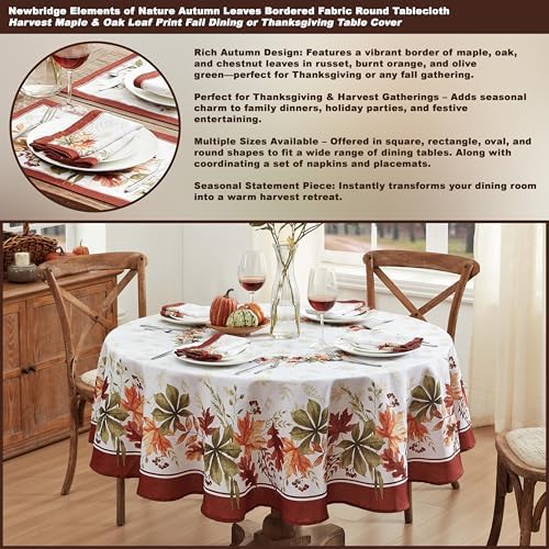 Newbridge Thanksgiving Elements of Nature Fabric Tablecloth, 70" Round