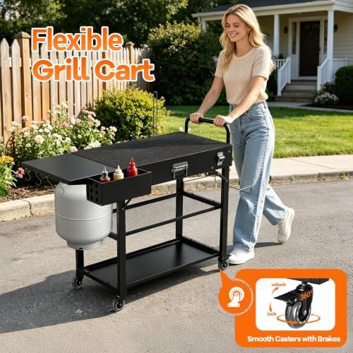 Grill Cart for Blackstone Griddle, Outdoor Grill Table Foldable for Ninja