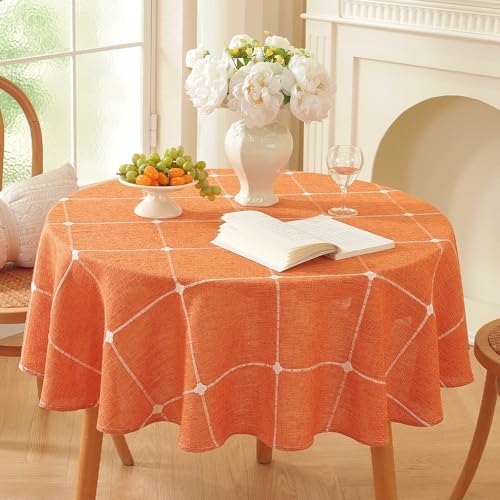 Zobesta 60 Inch Round Table Cloth Burnt Orange Round Tablecloth Fall