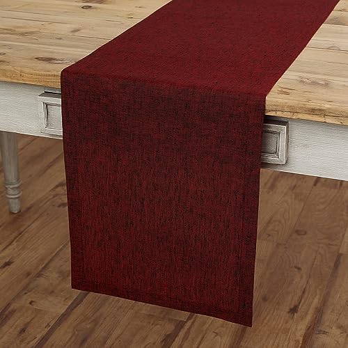 Solino Home 100% Pure Linen Table Runner Red Extra Long, Athena 14 x 120 in