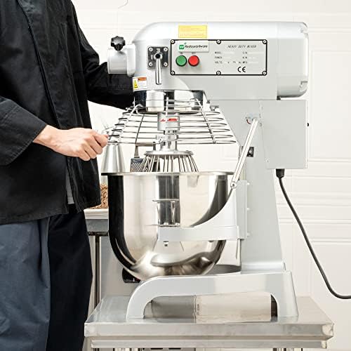 Restaurantware Hi Tek 21-Qt Planetary Mixer 1 No-Slip Feet Countertop Mixer - 3-Speed Removable Guard Silver Aluminum Cake Dough Mixer 110V/60Hz Includes Dough Hook Whisk & Beater