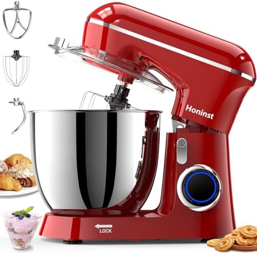 Honinst Stand Mixer, 6.5QT 10-Speed Tilt-Head 3-IN-1 Electric Food Mixer