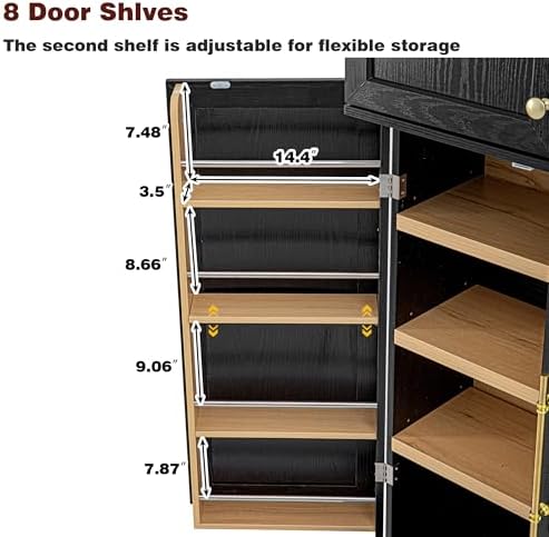 Ball & Cast 78" Tall Farmhouse Kitchen Pantry Cabinet,Freestanding Storage Cabinet with 8 Door Shelves, 3 Adjustable Shelves & 3 Large Drawers, Kitchen Pantry Cupboard for Dining Room, Bathroom, Black