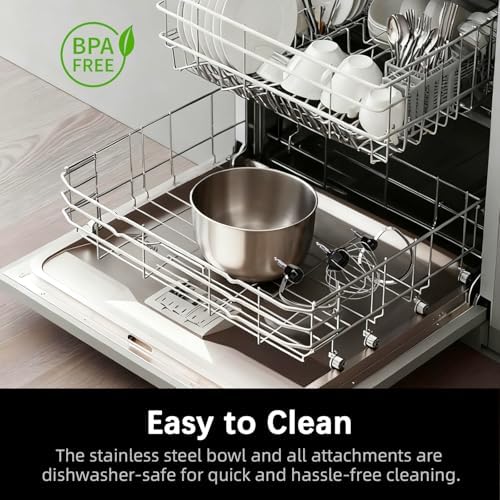 Stand Mixer, Compact & Space-Saving, Stainless Steel Bowl, Unique & Playful Design, Effcient 300W Motor, Dishwasher-Safe Attachments, SM-2549A (Black)