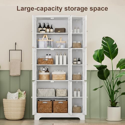 ChooChoo 63.2" Tall Bathroom Storage Cabinet with 9 Doors, Pantry Cabinet