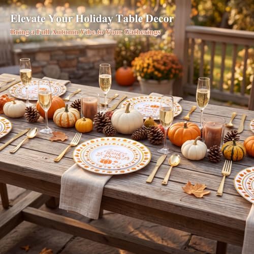 EjonirInjonir 60pcs Premium Thanksgiving Plastic Plates for Friendsgiving