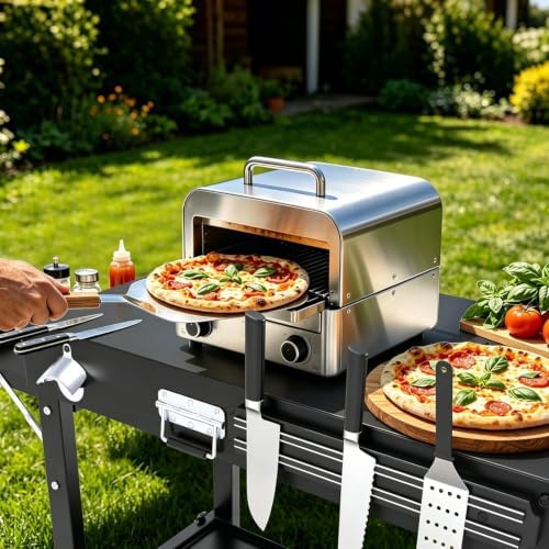 COZEER Portable Grill Table for Blackstone Griddle, Grill Cart with Caddy