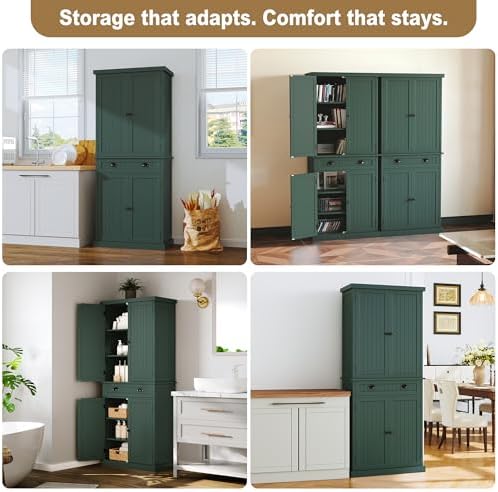 ARTPOWER 72" Tall Freestanding Pantry & Kitchen Storage Cabinet, Green