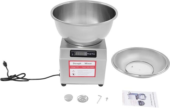 Electric Dough Kneading Machine 1500W Dual Rotating Commercial Dough Mixer 16QT Large Capacity Flour Mixing Machine with Touch Control, 0-30Min Timer for Home, Pizzerias, Restaurants