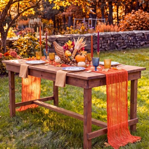 6 Pcs Fall Orange Party Decorations Cheesecloth Table Runner 118"