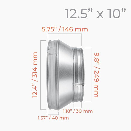 12.5" to 10" Inch Round Duct Reducer - Male Fit Galvanized Steel Pipe Increaser - Coupling for Round Duct Ventilation Systems - Heating & Cooling HVAC - Vent Pipe Adapter, Duct Connector
