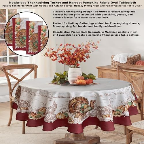 Newbridge Thanksgiving Country Turkey Tablecloth 60 x 84 Inch Oval