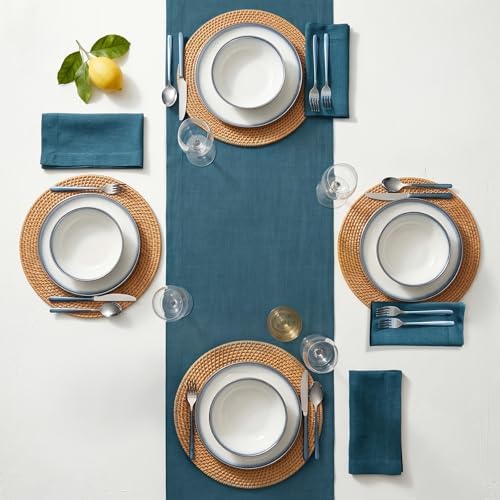 Solino Home 100% Pure Linen Napkins Peacock Blue, Fete 20 x 20 in, Set of 4