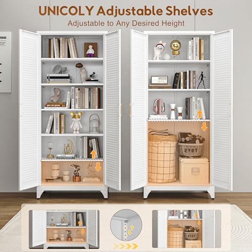 UNICOLY 75" Metal Storage Cabinet, Kitchen Pantry Storage Cabinet with Door