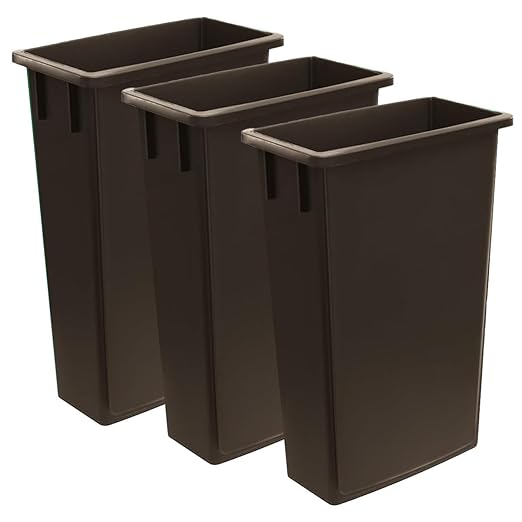 3 Pack 23 Gallon Waste Bin, Heavy-Duty Trash Can, Slim Rectangular Garbage Bin, Durable Waste Container, Recycling Bin, Plastic Wastebasket for Kitchen, Garage, Hotels, Restaurants, Office