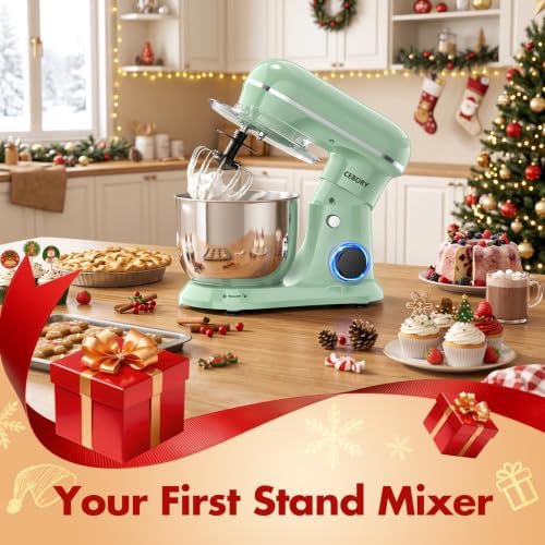 CEBORY Stand Mixer, 4QT 10+P-Speed Electric Kitchen Mixer with Bowl