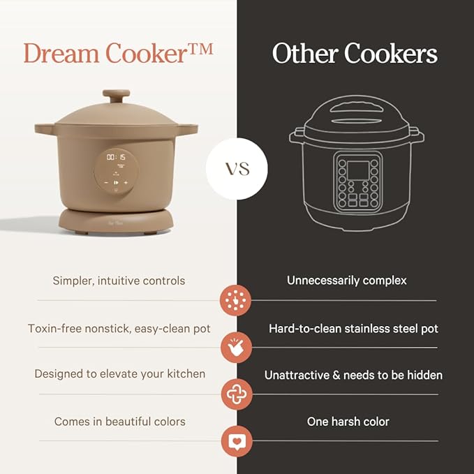 Our Place Dream Cooker | 6 Qt Ceramic Nonstick Multicooker & Pressure Cooker with Touchscreen Controls & Auto Steam Release | 4 Modes: Pressure Cook, Sauté/Sear, Slow Cook & Warm | Blue Salt