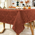 SASTYBALE Brick Red Fall Jacquard Damask Rectangle Tablecloth 60 x 102 Inch