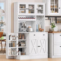 YITAHOME 71" Kitchen Pantry Cabinet with Wine Rack & Power Outlet, White