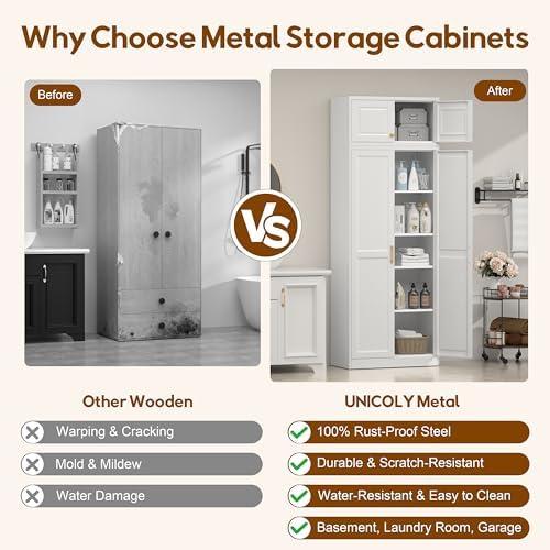 UNICOLY 86.6" Kitchen Pantry Cabinet, Pantry Storage Cabinet with Doors