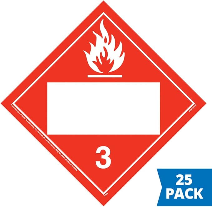 Class 3 Flammable Liquid Placard, Blank 25-pk. - 10.75" x 10.75" Polycoated Tagboard for Temporary Applications, DOT Hazmat Compliant, J. J. Keller & Associates, Inc.
